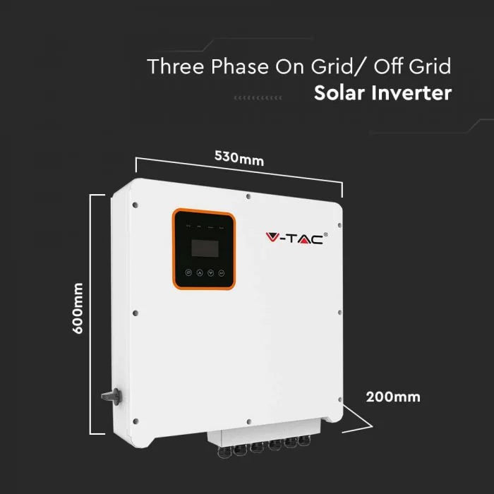 Invertor V-TAC 8kW On/Off Grid Hybrid, TRIFAZAT